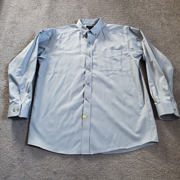 Ariat shirt Mens Large Blue Button Up Long Sleeve Twill - Picture 2 of 13